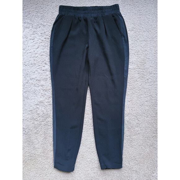 Rebecca Taylor Pull-On Silk Trim Emma Crepe Pant Stretch Black 4 Quiet Luxury - Picture 3 of 6